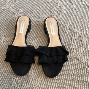Black Ruffle Mule